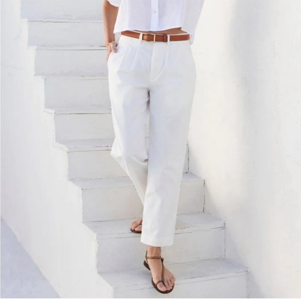 AYR Metropolitan Women Sz 14 100% Cotton Off-White High WaistTrousers Pants NWOT